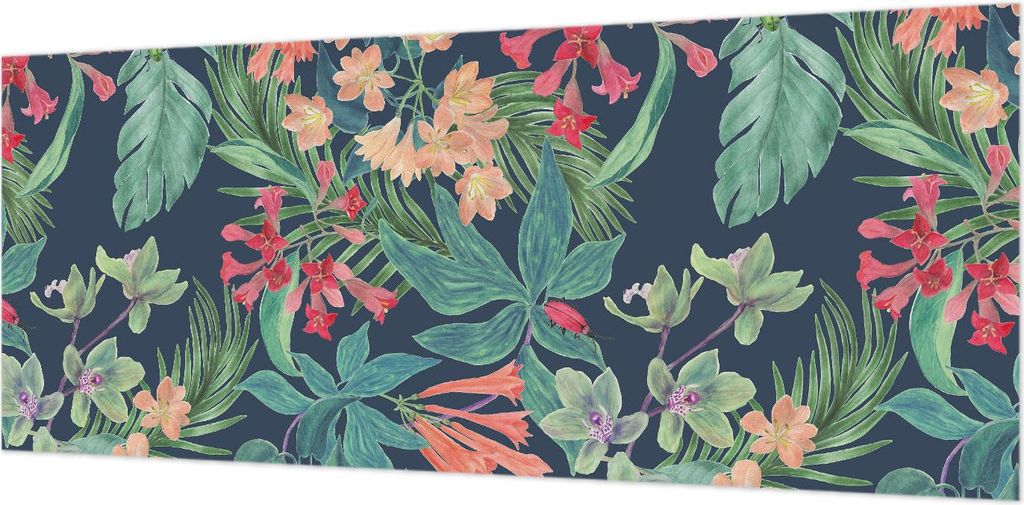 Wandtapete - Dekorative Tapete für Wohnzimmer- Tapetenfolie für Wanddekoration - 208x146 cm - Tropische Blumen