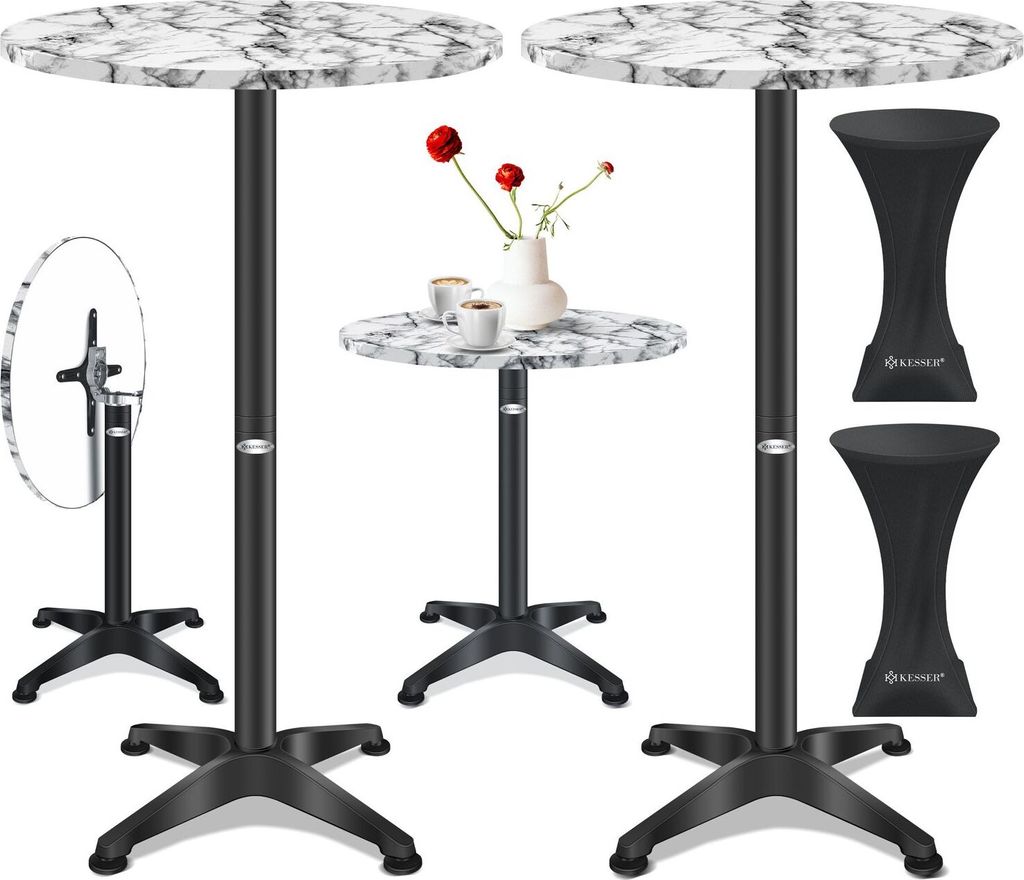 KESSER 2in1 Stehtisch klappbar Bistrotisch Aluminium Edelstahlplatte | höhenverstellbar | 70cm / 115cm | Partytisch Tisch | In- & Outdoor | Hoch...