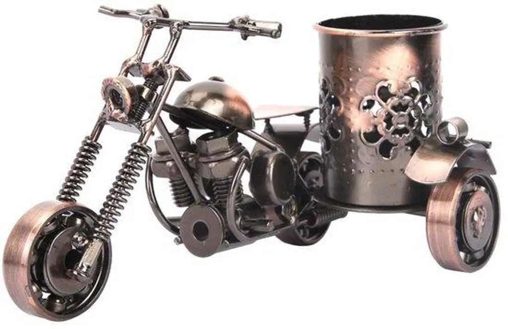 Décoration de bureau moto classique noire en acier vieilli - Modèle 12