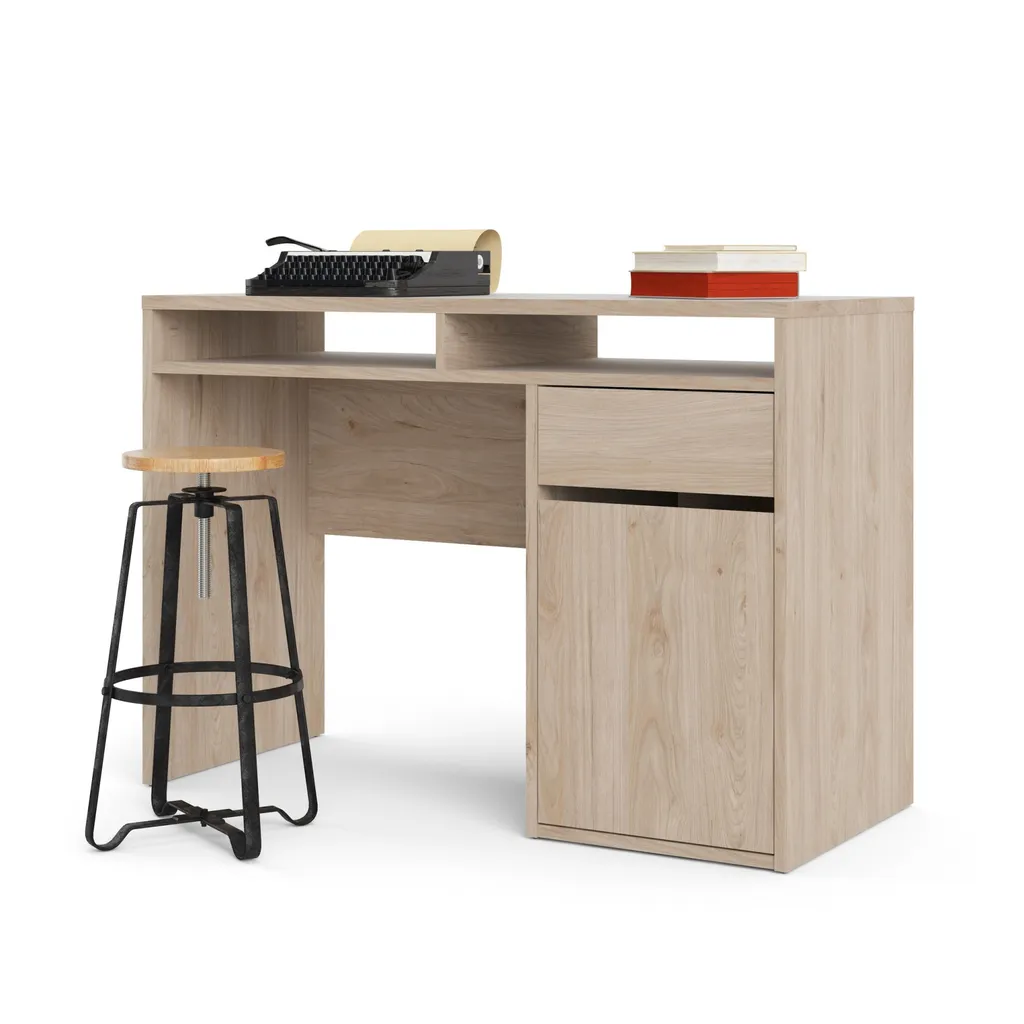 Bureau Fula 1 tiroir 1 porte décor Hickory naturel - Style Moderne - 7
