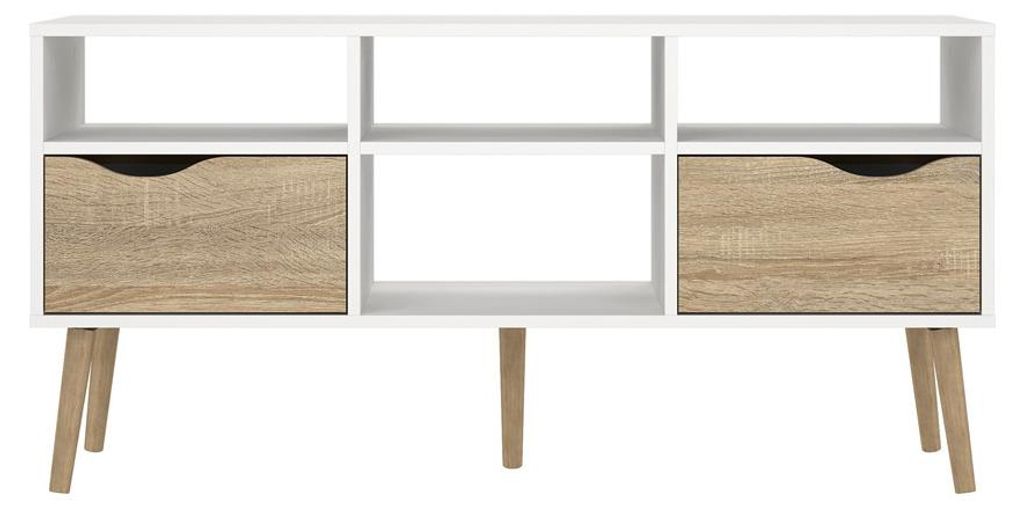 Lowboard OSLO Meuble TV Blanc / Chêne structuré Image du produit 