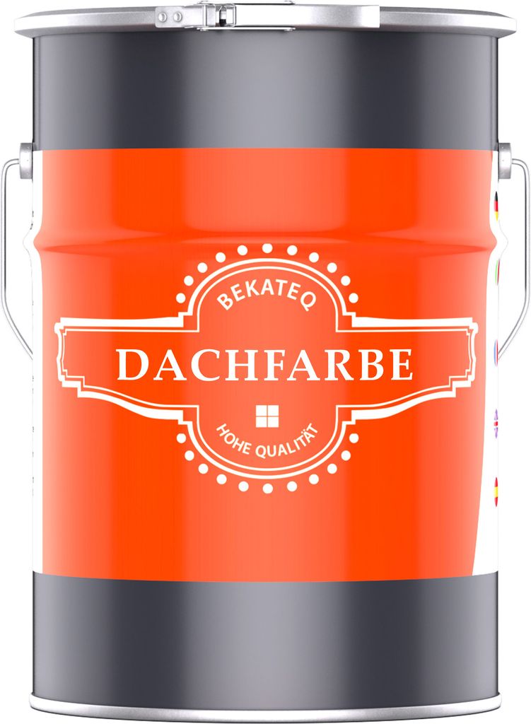 Dachfarbe Feuerrot 5L seidenmatt I Dachbeschichtung Dachlack Sockelfarbe Fassadenfarbe für Eternit, Dachziegel, Beton, Holz und Steinfarbe