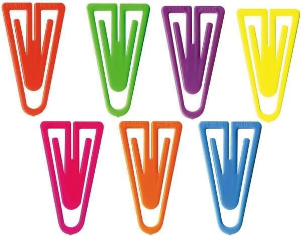 Büroklammern Plastiklips 35mm VE=50 Stück Leuchtfarben sortiert