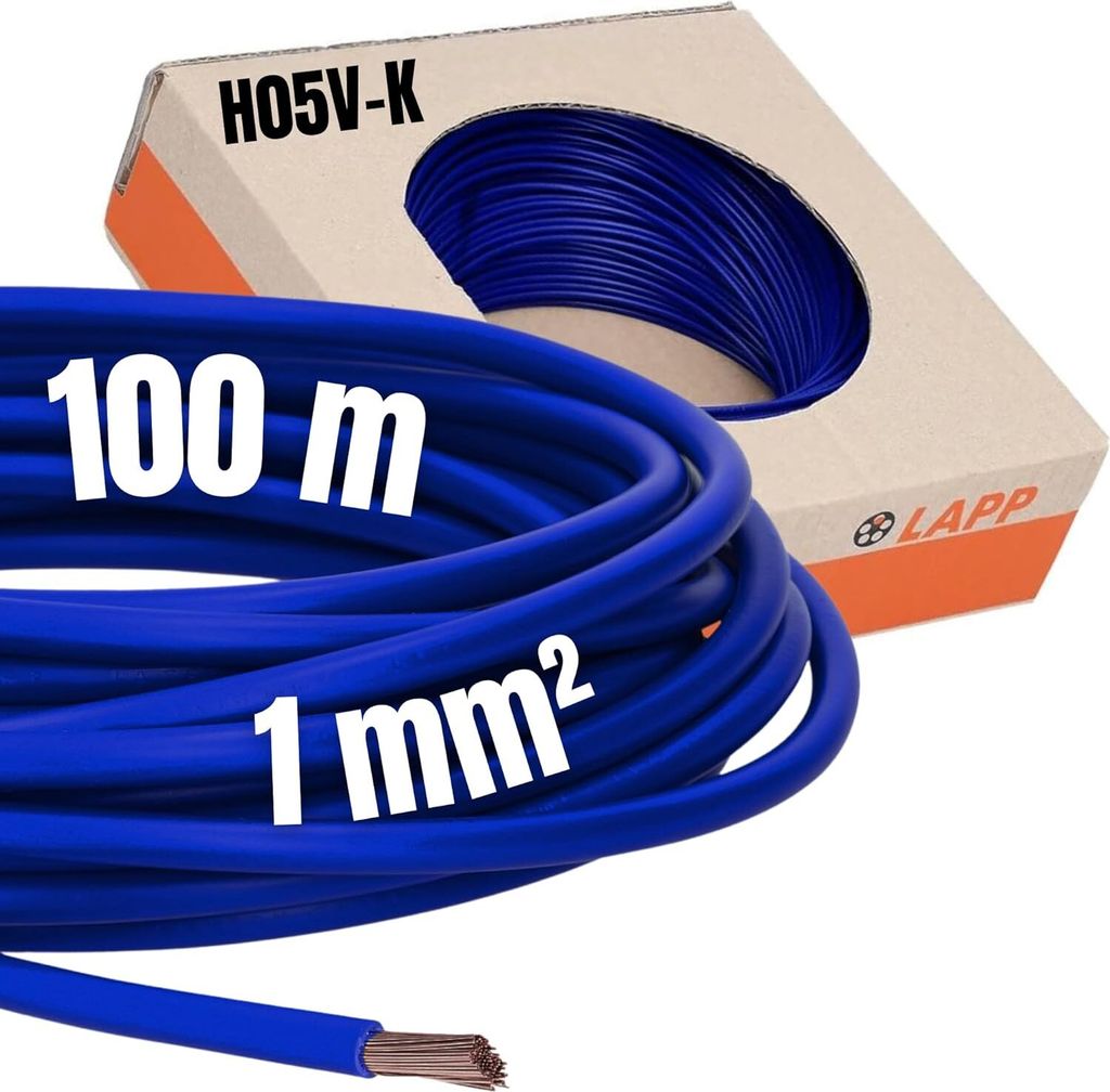 4510163 Kabel per cablaggi H05V-K 1 x 1 mm² Blu oltremare 100 m - Kabel - 100 m (4510163)