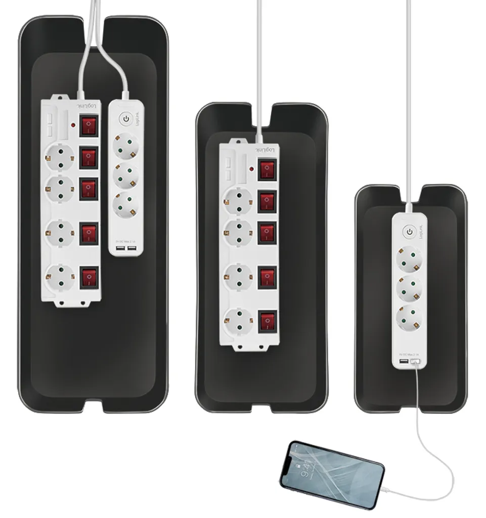 Boîte Cache-Câbles Noir Logilink - Set de 3 Boîtes Élégantes Robustes - 2