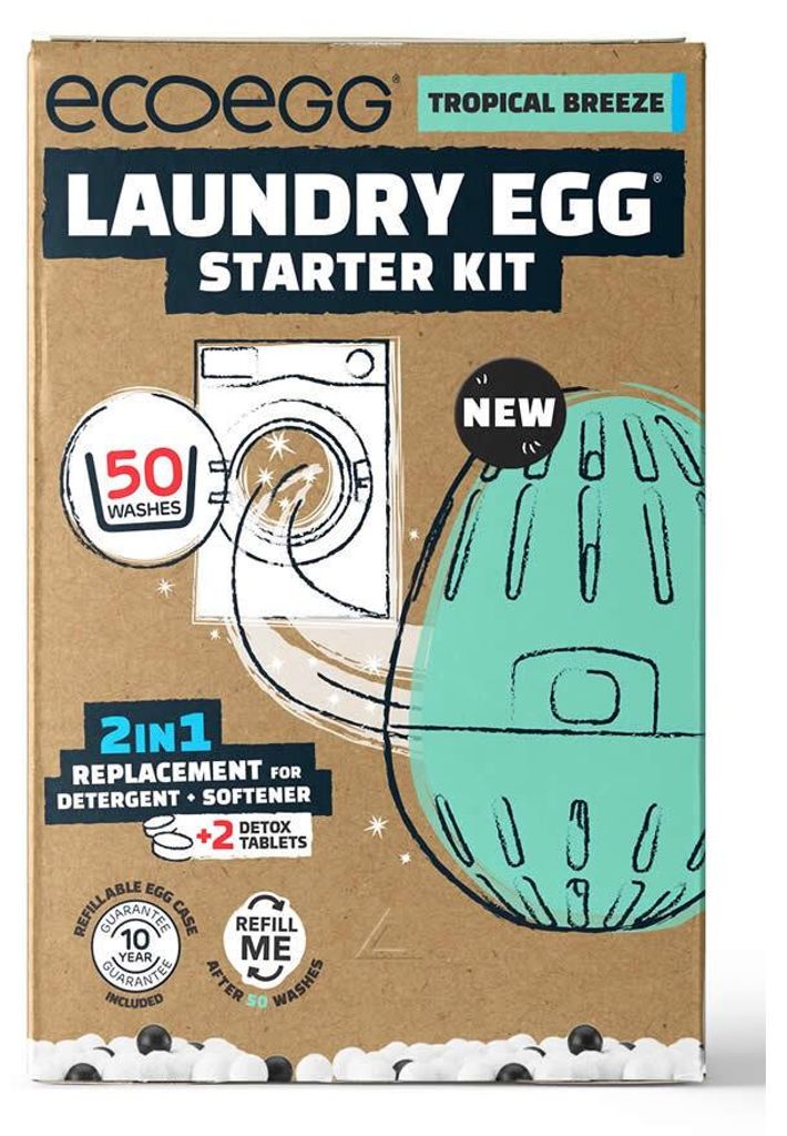 Ecoegg Laundry Egg Starter-Kit Wäsche-Ei & Detox Tabletten Tropical Breeze