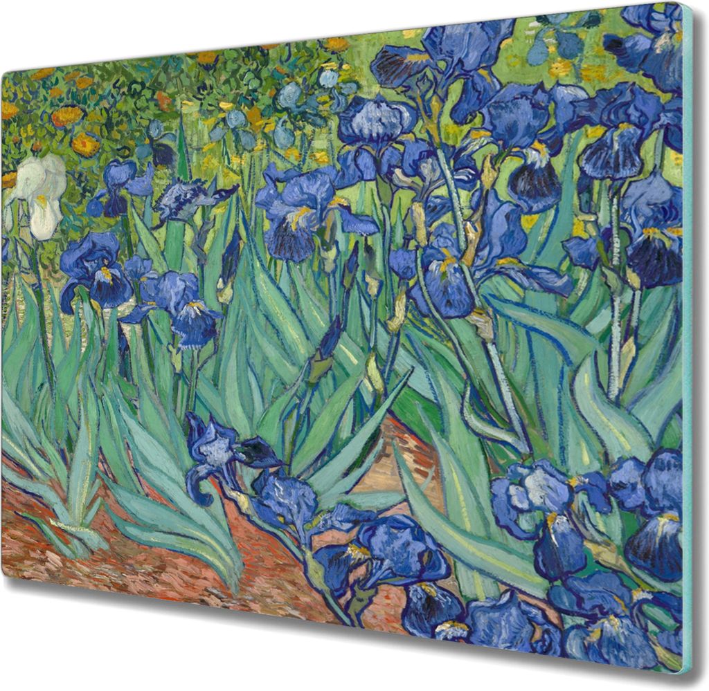 Coloray Hackbrett Herdabdeckplatte 60x52 cm Küchenbrett Kochplattenabdeckung Schneidebrett - Van Gogh Iris