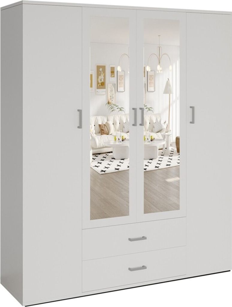 Meublorama RU-MARC-6925-1*2C/123KG, 10 Regale, 4 Tür(en), Weiß, MDF-Platten, 2 Schublade(n), 520 mm