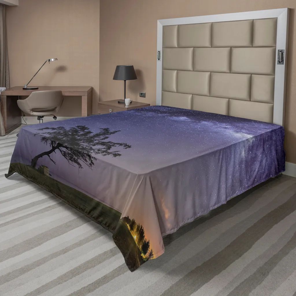Drap plat XXL pour lit décoratif, Motif Espace et Nébuleuse 260 cm