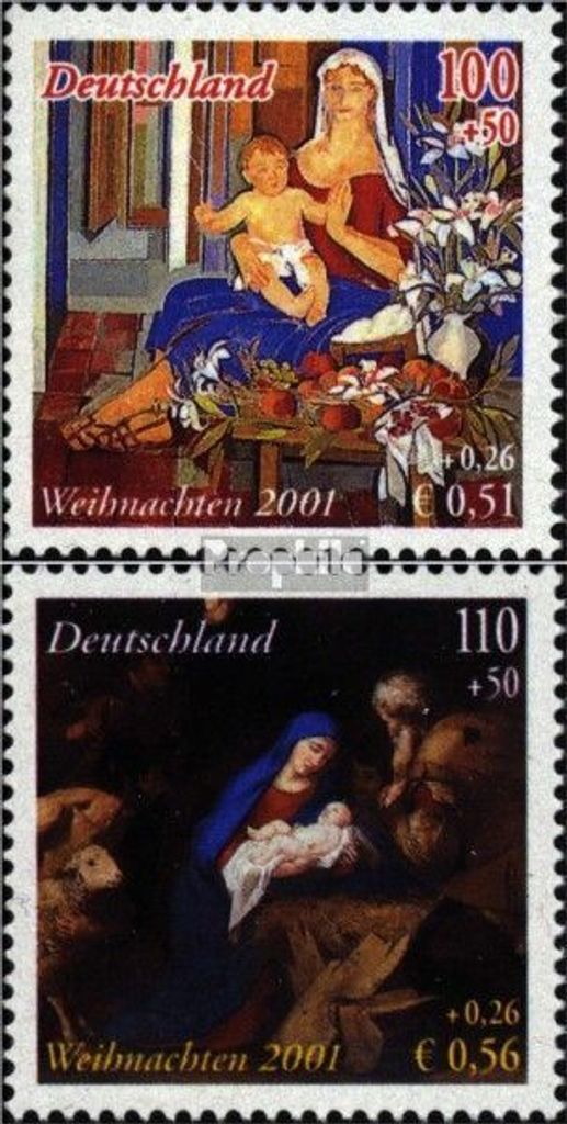 Briefmarken BRD (BR.Deutschland) 2001 Mi 2226-2227 (kompl.Ausg.) gestempelt Weihnachten