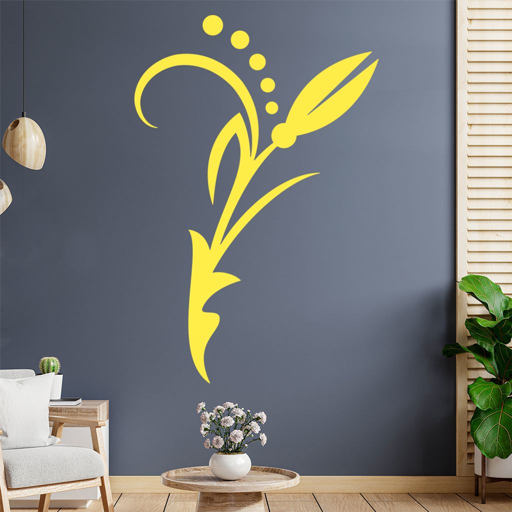 Blume - Linien Punkte Wandtattoo in 6 Größen - Wandaufkleber Wall Sticker - Dekoration, Küche, Wohnzimmer, Schlafzimmer, Badezimmer