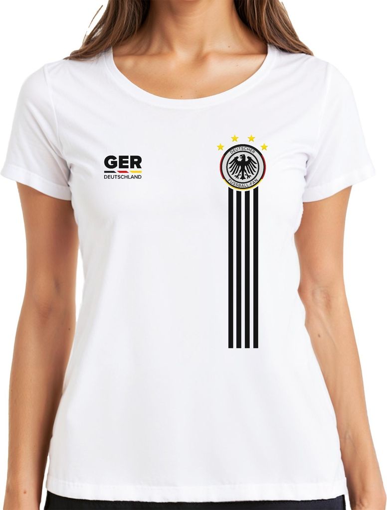 Deutschland Team Fußballfan Adler WM Weltmeister Fussball Trikot Damen T-Shirt, Weiß, XXL