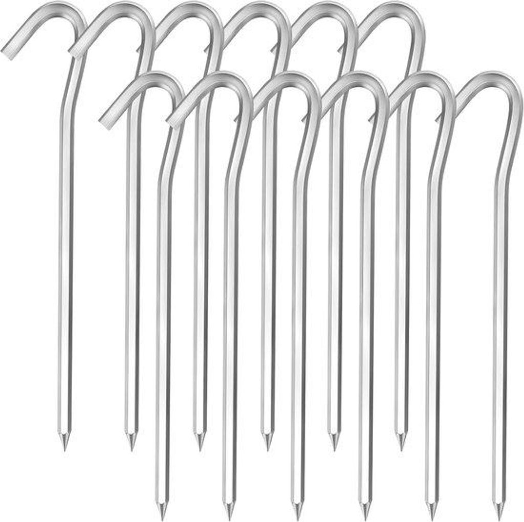 Grundanker-Set 12er 18 cm Aluminiumtente-Stangen, stabil für Camping, Picknick, Wandern, Angeln