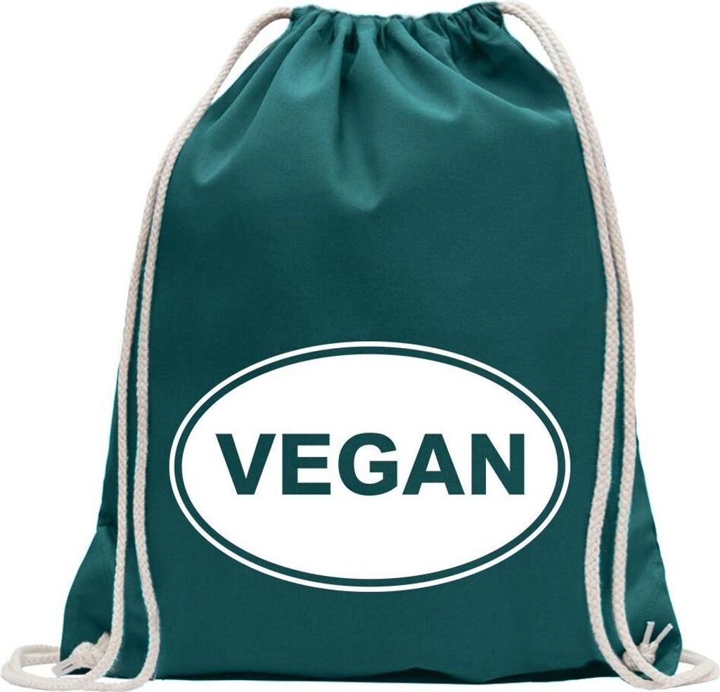 Kiwistar - Turnbeutel - petrol - Vegan - Fun Rucksack Sport Beutel Gymsack Baumwolle mit Ziehgurt