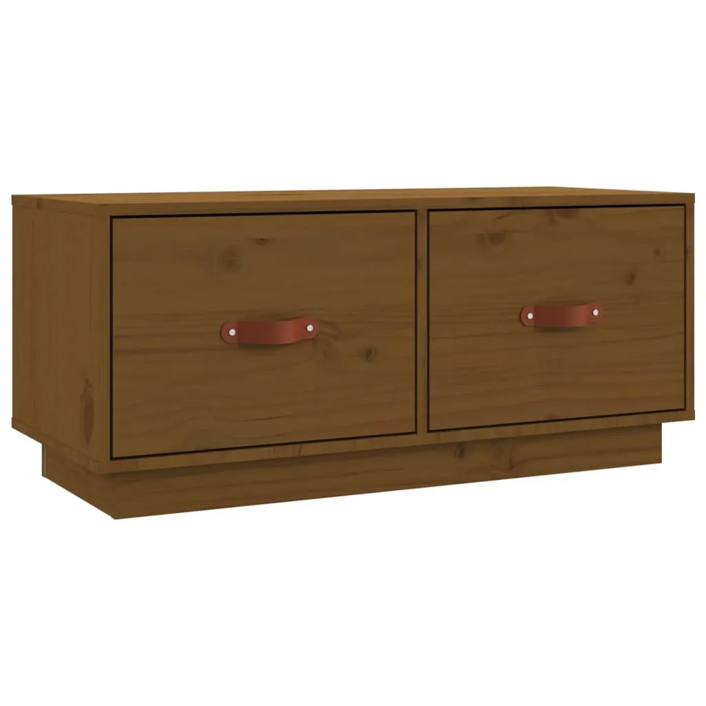 Offerta Mobile TV Legno Massiccio 80x34x35 cm - Pino Marrone Miele