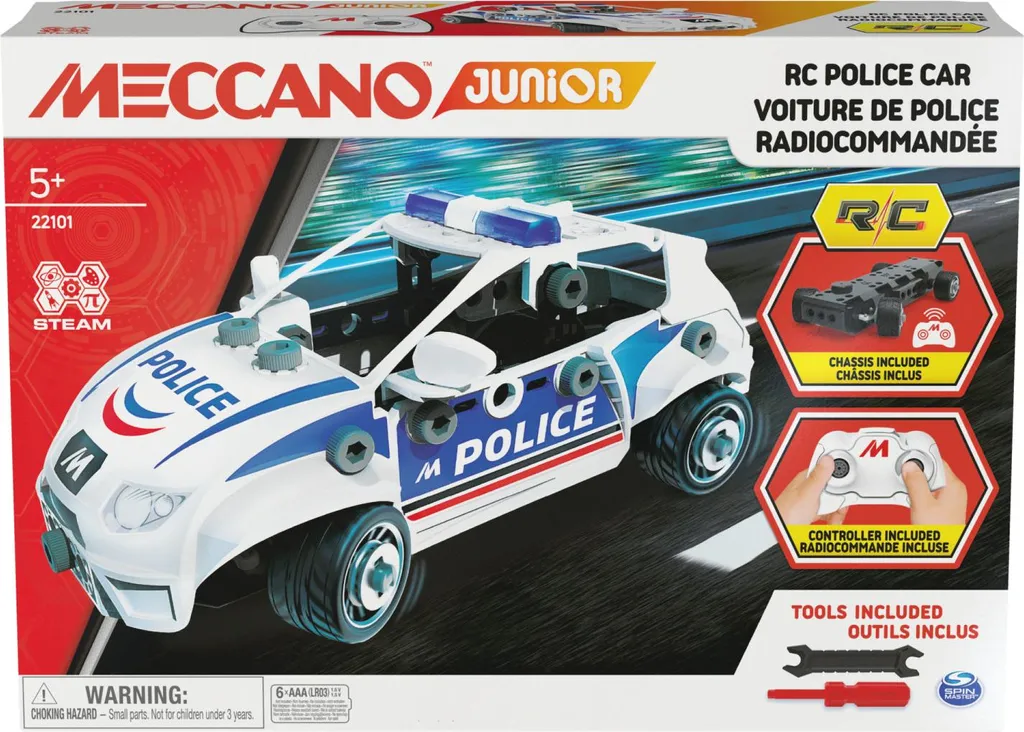 Meccano Junior Police Radiocommandée - Jeu de Construction de 73 Pièces