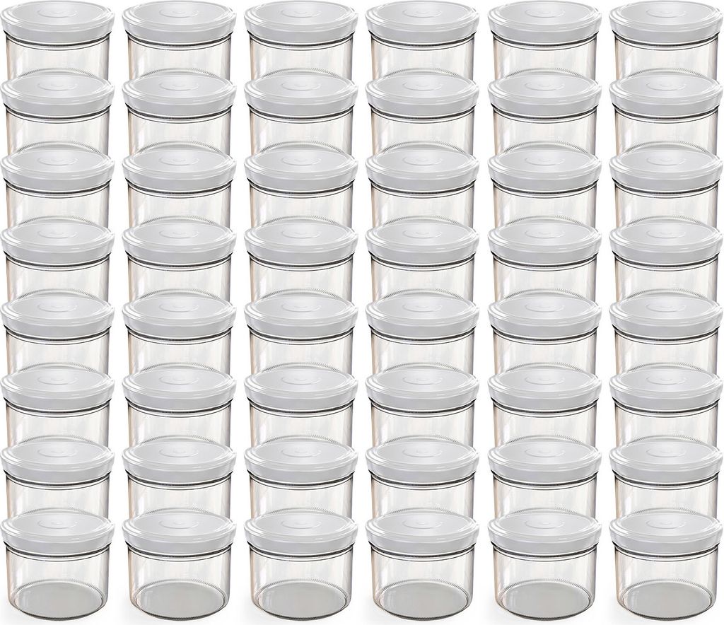 Oputec 48x 230 ml Einmachgläser mit Schraubdeckel Weiß – Produktbild 
