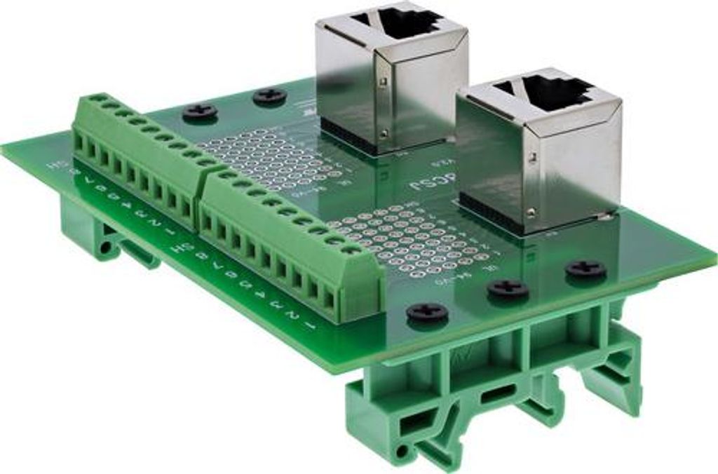 InLine Terminalblock, 2x RJ45 Buchse, nach oben, für Hutschiene