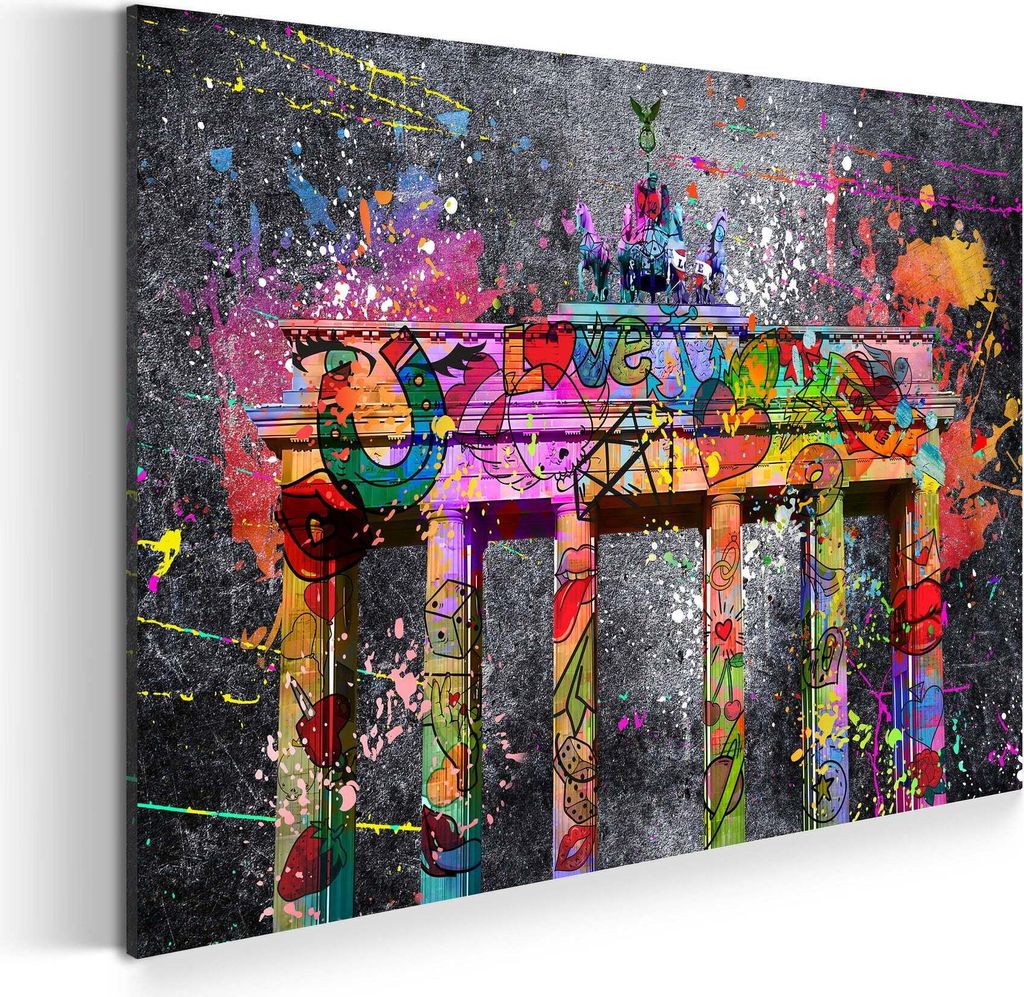 Wandbild Leinwandbild Street Art Brandenburger Tor Kunstdruck XXL Wanddeko: 90x60x4cm