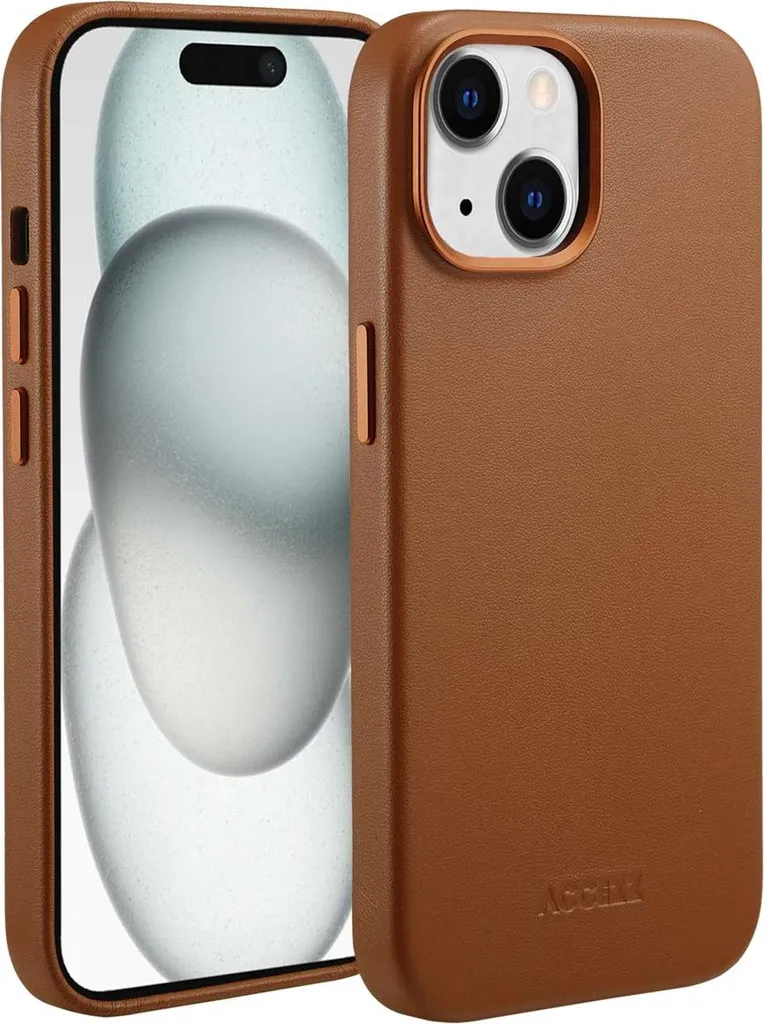 Cover iPhone 15 Pelle Marrone Accezz MagSafe - Viaggia con Stile