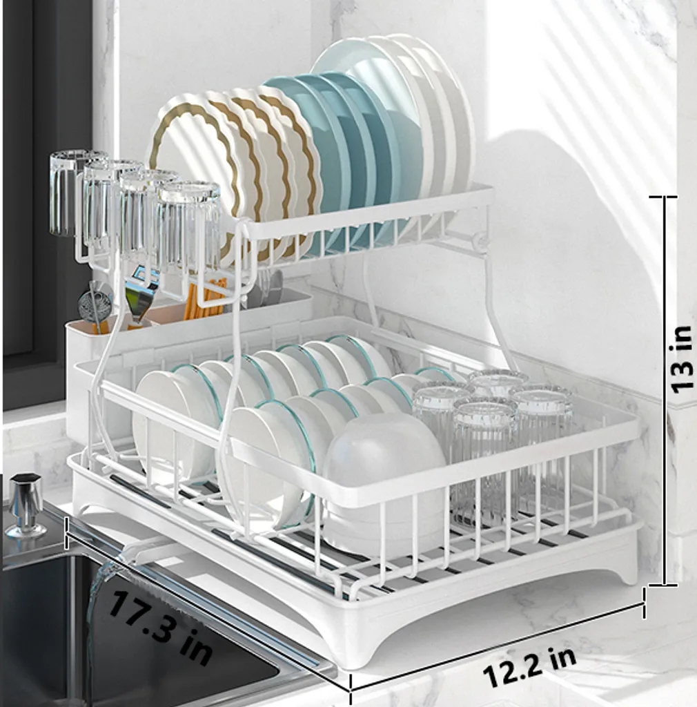 Organisateur vaisselle 2 étages gain de place pour comptoir de cuisine