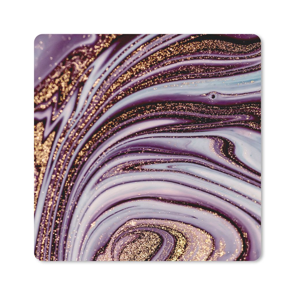 MuchoWow Mauspad Mousepad Marmor - Rosa - Gold - Glitter - Marmoroptik - Luxus 20x20 cm - Mousepads - Maus Mat - Pad - Mausunterlage - Desk Mat -...