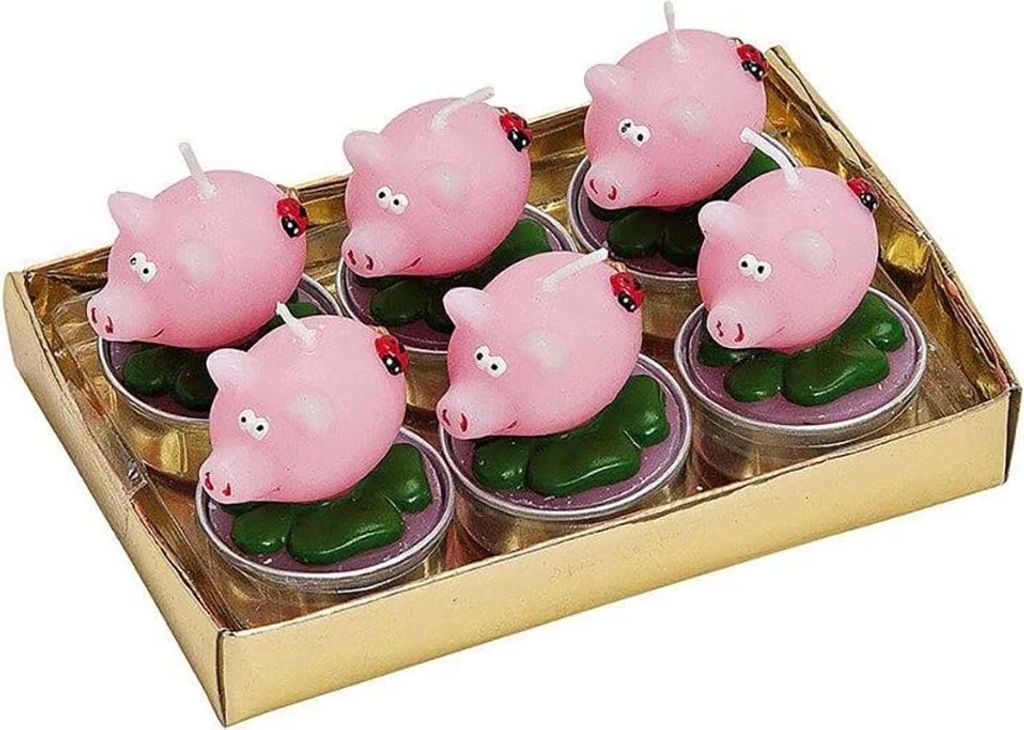 Teelichter Glücksschwein 6 Stk Produktbild 