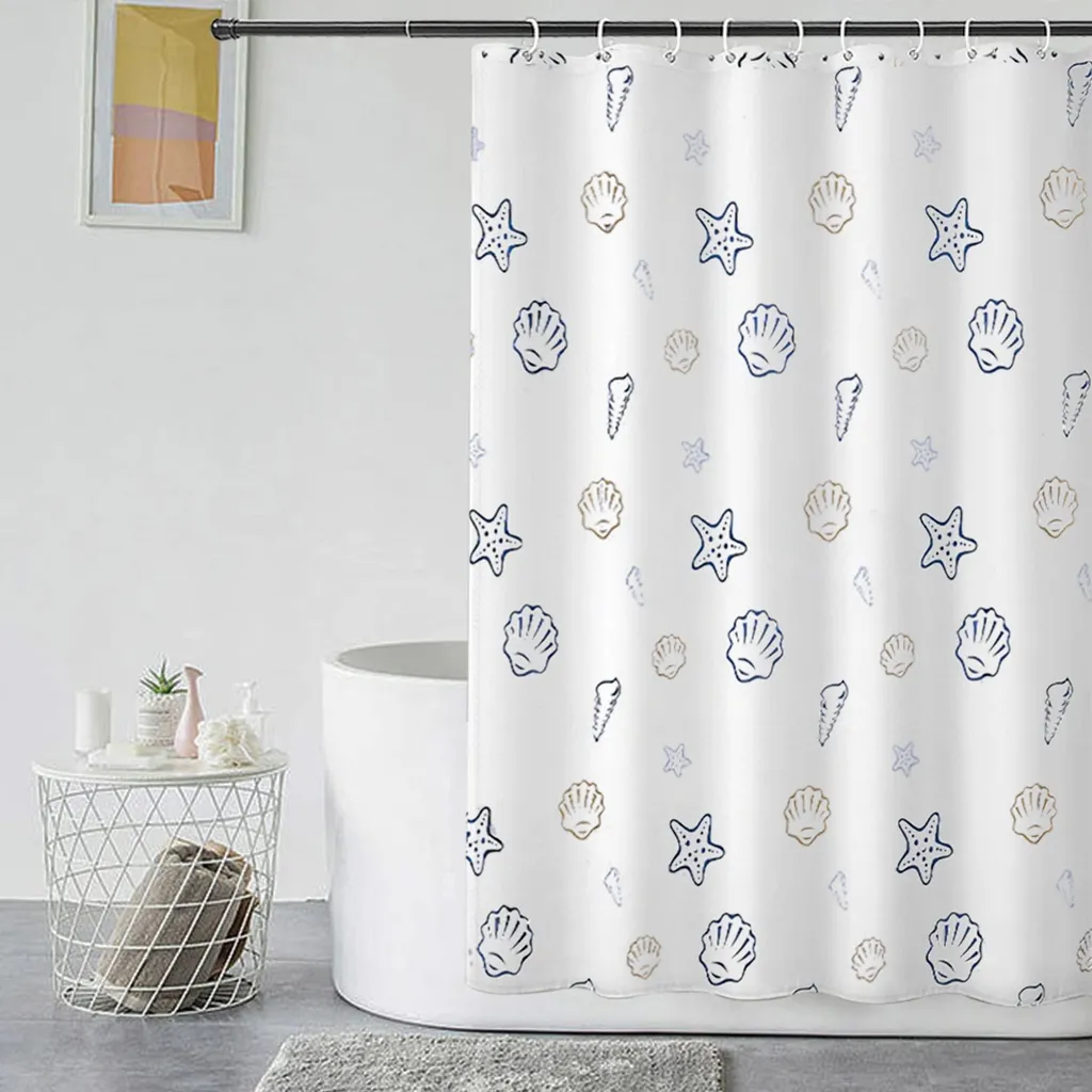 Rideau de douche imperméable 240x200 cm avec ourlet lesté et 12 anneaux blanc
