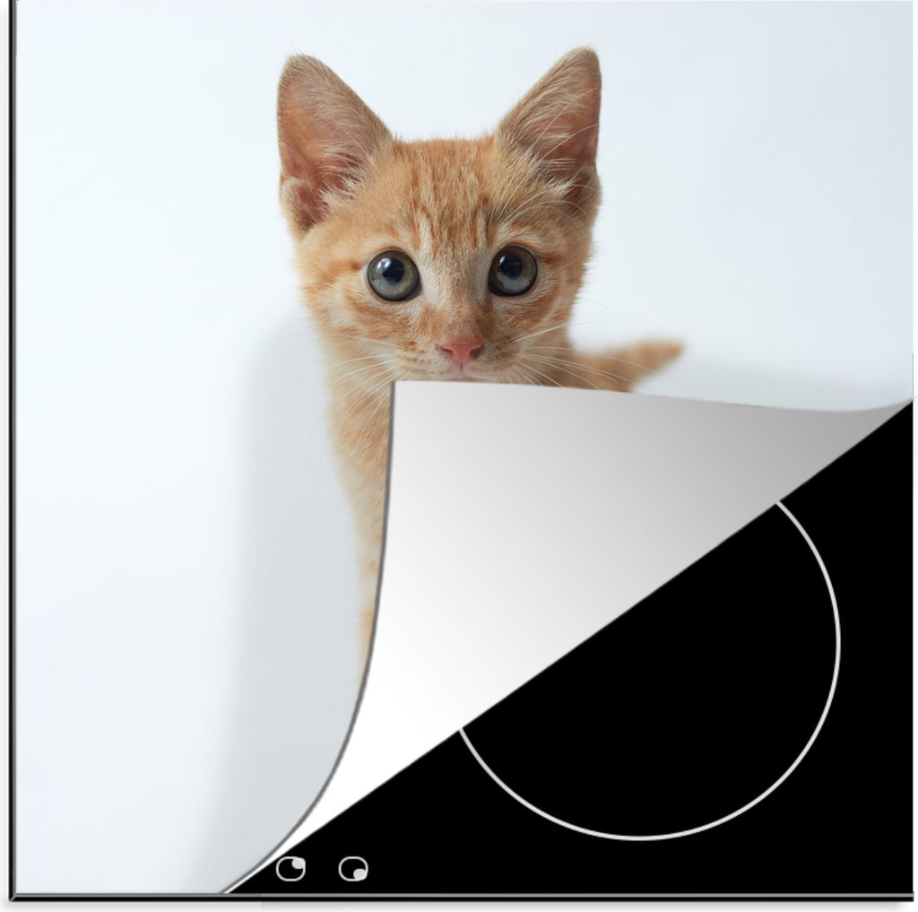 KitchenYeah Herdabdeckplatte Katze - Rot - Kätzchen - Mädchen - Kinder - Jungen - Kind , 78x78cm, Küche Deko, Glaskeramikkochfeld Herdabdeckun...