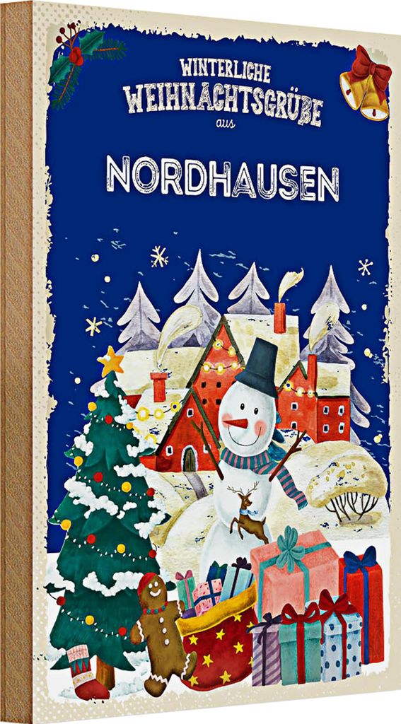 Holzschild Weihnachtsgrüße NORDHAUSEN 20x30cm