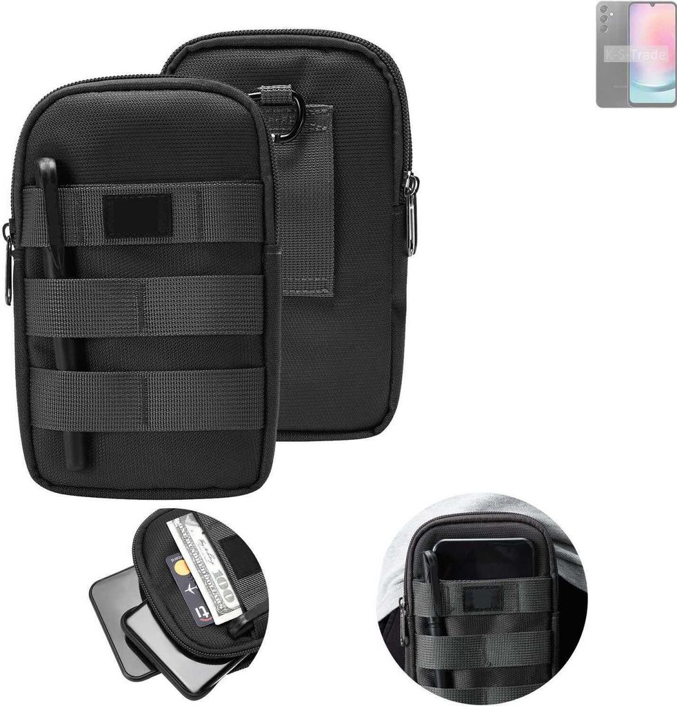 K-S-Trade Holster Gürtel Tasche kompatibel mit Samsung Galaxy A24 5G Handy Tasche Schutz Hülle dunkel-grau viele Fächer, 1x