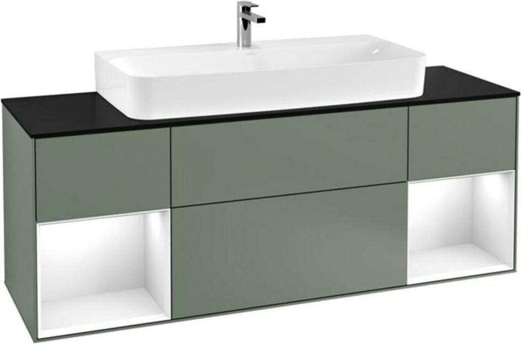 V&B Waschtischunterschrank Finion 160cm, Reg glo wh. Lac, Oli. m Lacquer