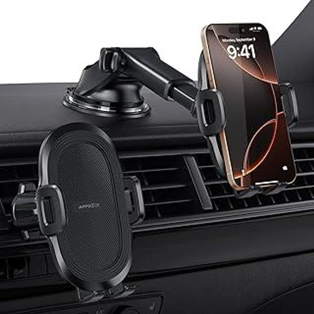APPS2Car Supporto Auto 3-in-1: Ventosa Potente e Clip Bocchetta Aria - 1