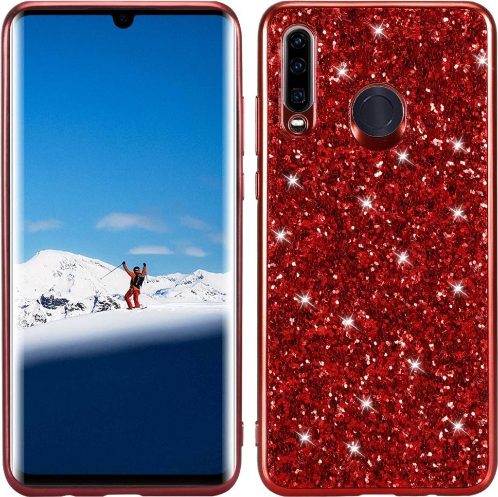 Huawei P30 Lite Hülle - Coverup Glitzer Back Cover - Rot