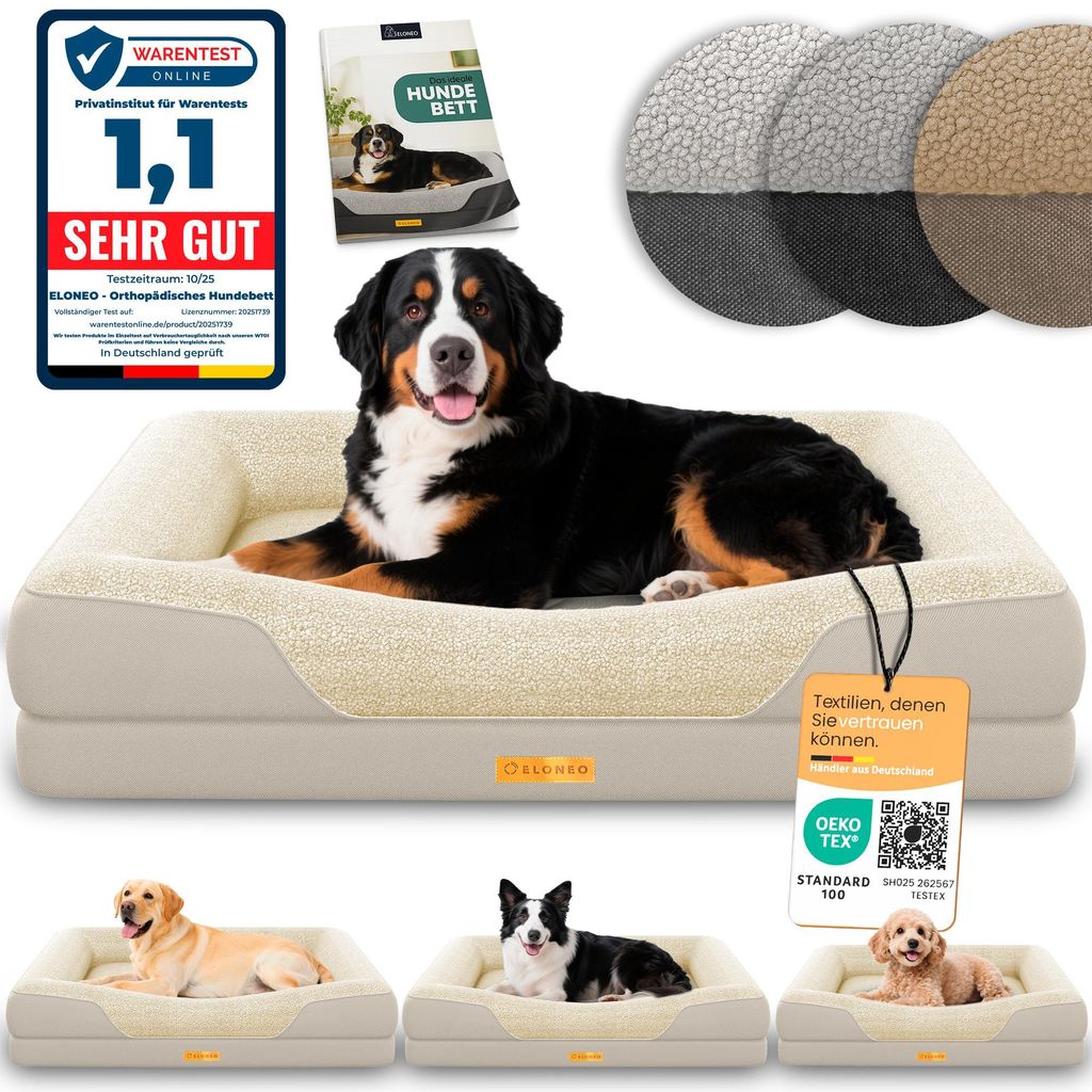 ELONEO Orthopädisches Hundebett, Größe XL - Creme Produktbild 