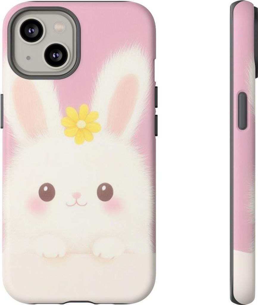 Süßes weißes Häschen mit gelber Blume – Hülle Kompatibel mit iPhone 14