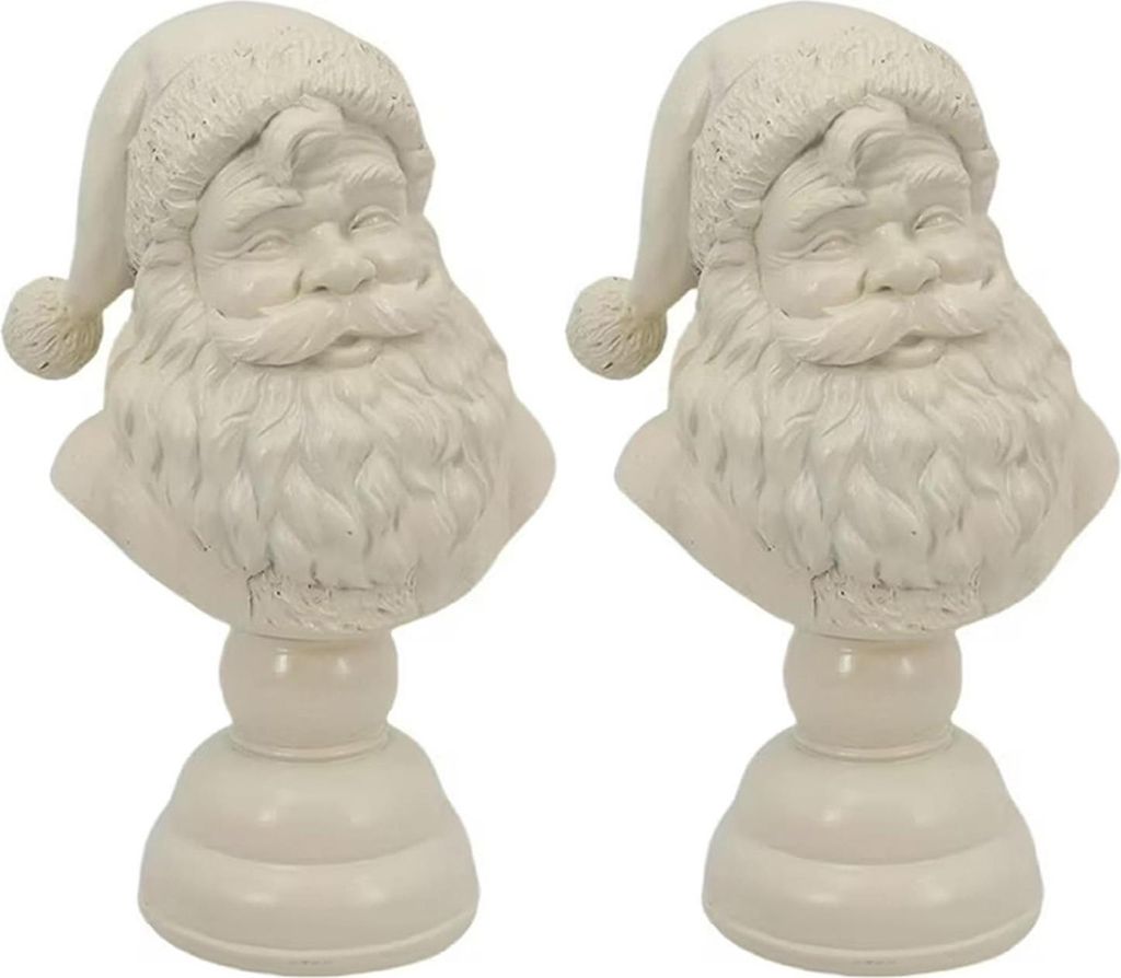 1/2 Stück weiße Weihnachtsmann-Kopf-Statue aus Kunstharz, Weihnachtstischdekoration, Tischregal-Dekoration, Heimdekoration, Ornament