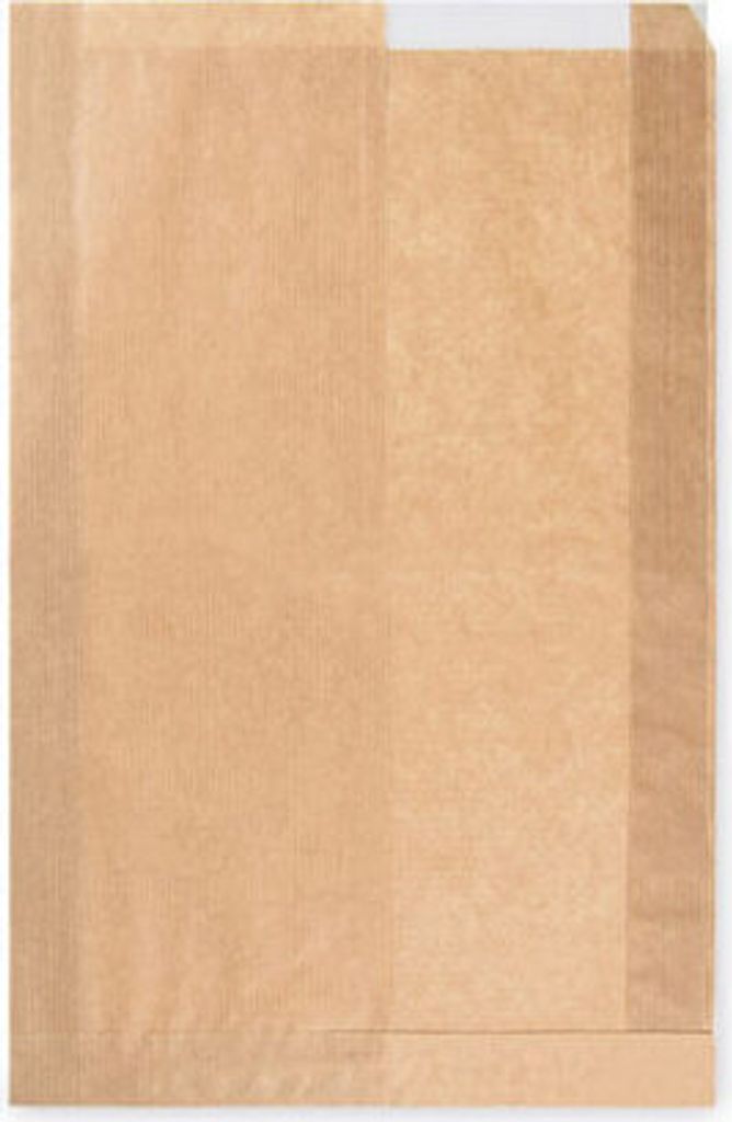 1000x Papierfaltenbeutel Papiertüten mit Fenster braun 22+5 x 34cm Brotlaib