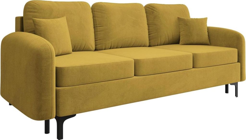 MIRJAN24 Schlafsofa Venice, Couch mit Bettkasten und Schlaffunktion, Metallfüße, Kissen mit Reißverschluss, Wohnzimmer Kollektion (Farbe: Manila...