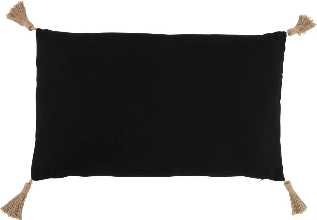 J-Line Coussin Tissé Rectangulaire Noir en Polyester de Qualité Supérieure