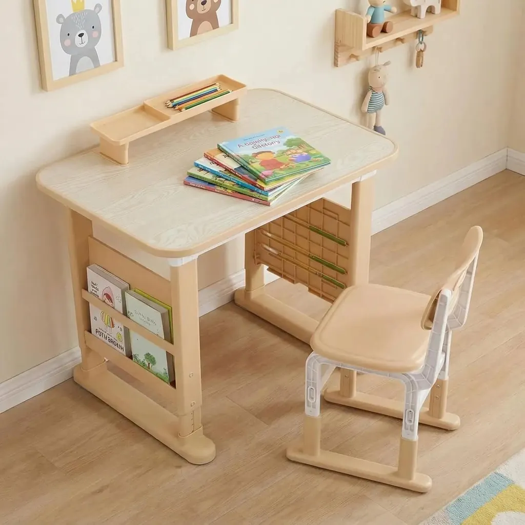 Bureau enfant pour devoirs et dessin - Table ajustable 3 à 12 ans Vert