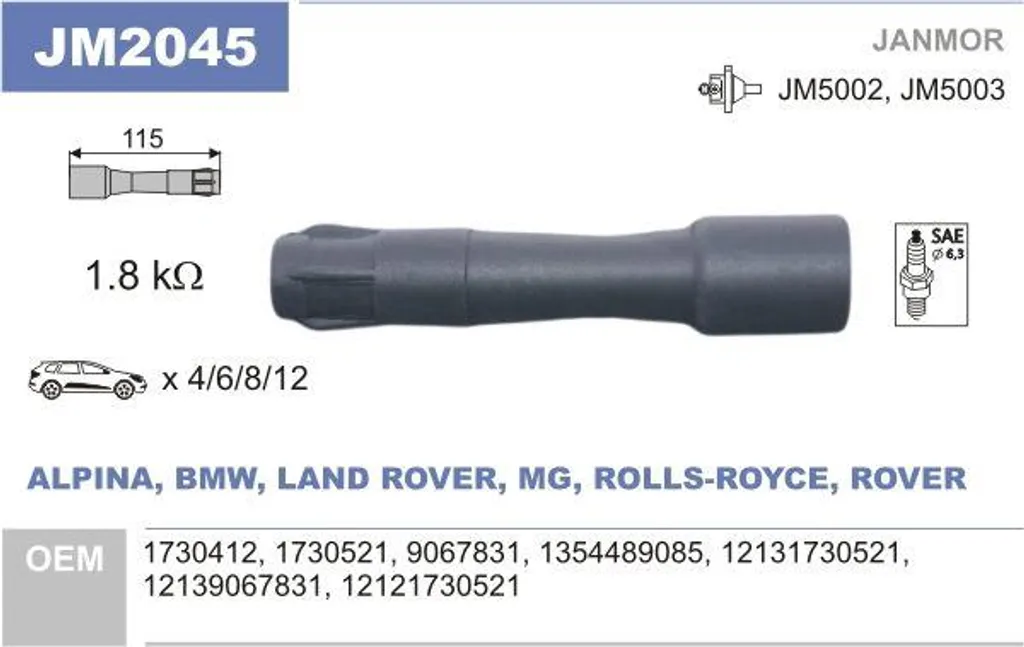 JANMOR JM2045 Connettore Accensione Performance per BMW E46 E39 X5 Z8