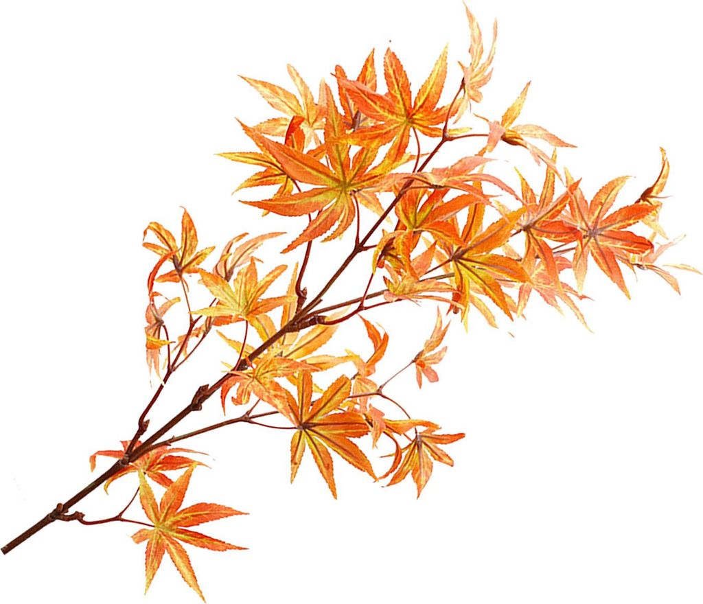 83 cm lange künstliche Ahornzweige mit naturgetreuen Blättern und Stielen, orange, zur Nachbildungation Ihres Zuhauses