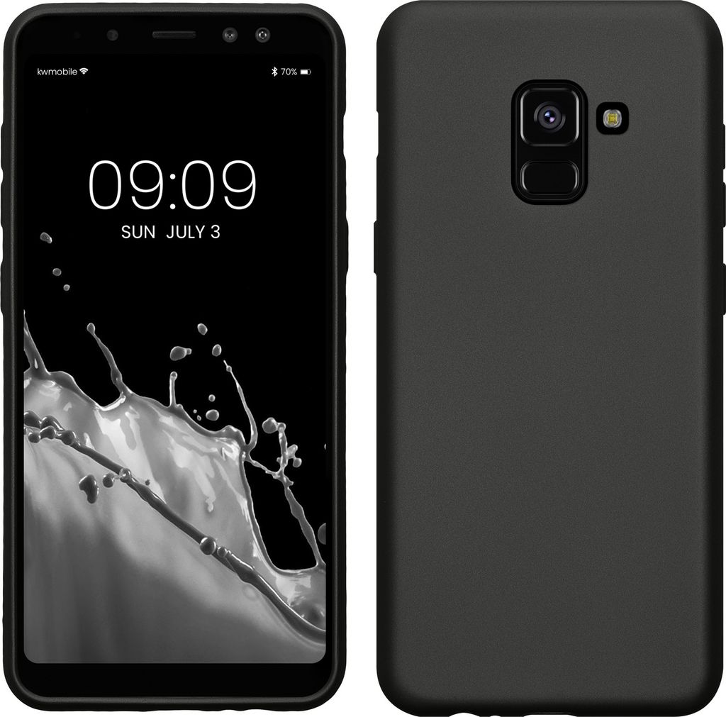kwmobile Case kompatibel mit Samsung Galaxy A8 (2018) Hülle - Schutzhülle aus Silikon metallisch schimmernd - Handyhülle Metallic Grau