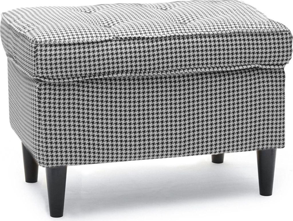 Tabouret rembourré DENIZ - noir et blanc / noir Image du produit 