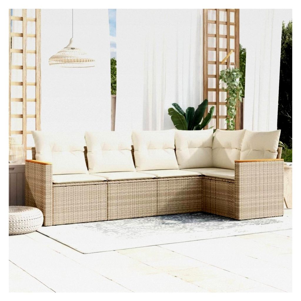 Ecklounge für den Balkon mit Stauraum, Gartenlounge für kleine Balkone, Rattan Sofa für den Außenbereich