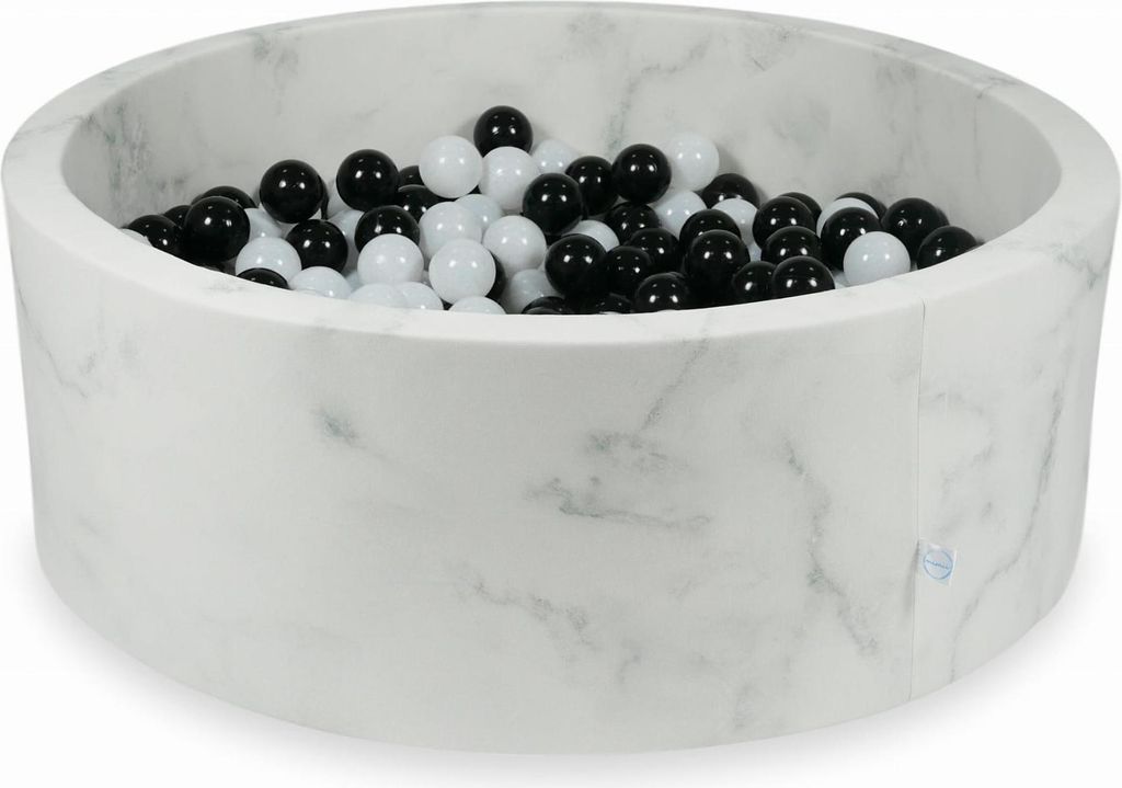 Trockenbecken 110x40 Marmor mit 500 Bällen: schwarz, weißer Pullover