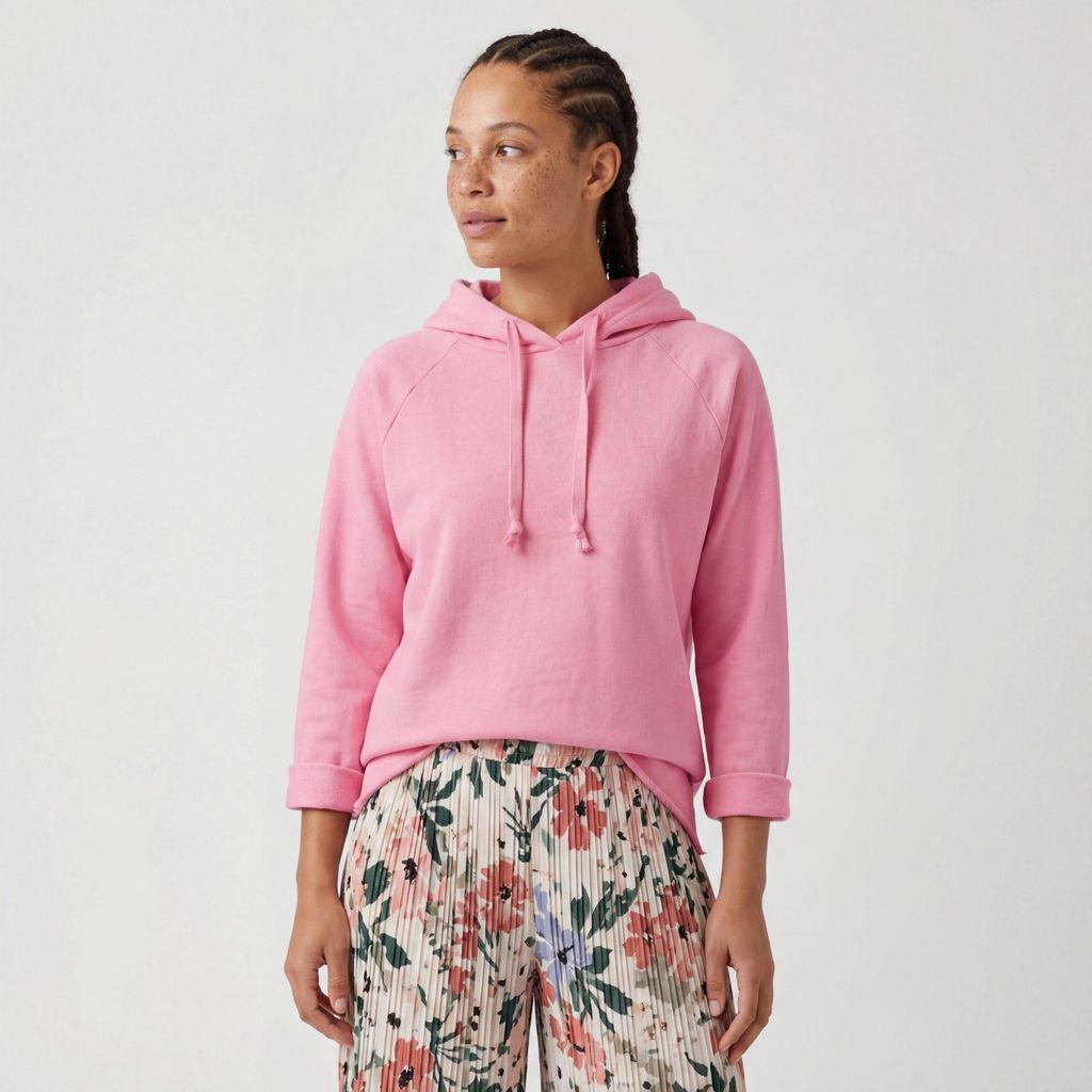 Hoodie Sweatshirt Langarm mit Kapuze für Damen 38-42 Sommerfarben 100% Baumwolle