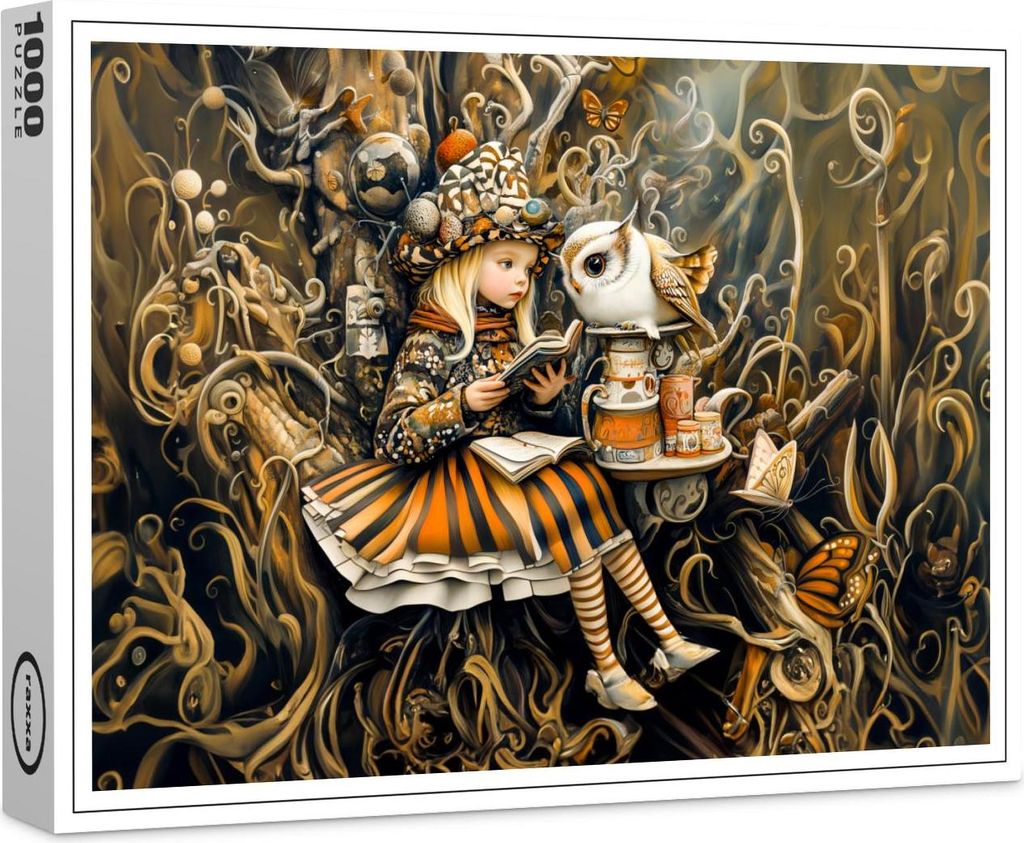 raxxa Premium-Puzzle "Little Girl with Owl in a Tree Root House", 1000 Teile