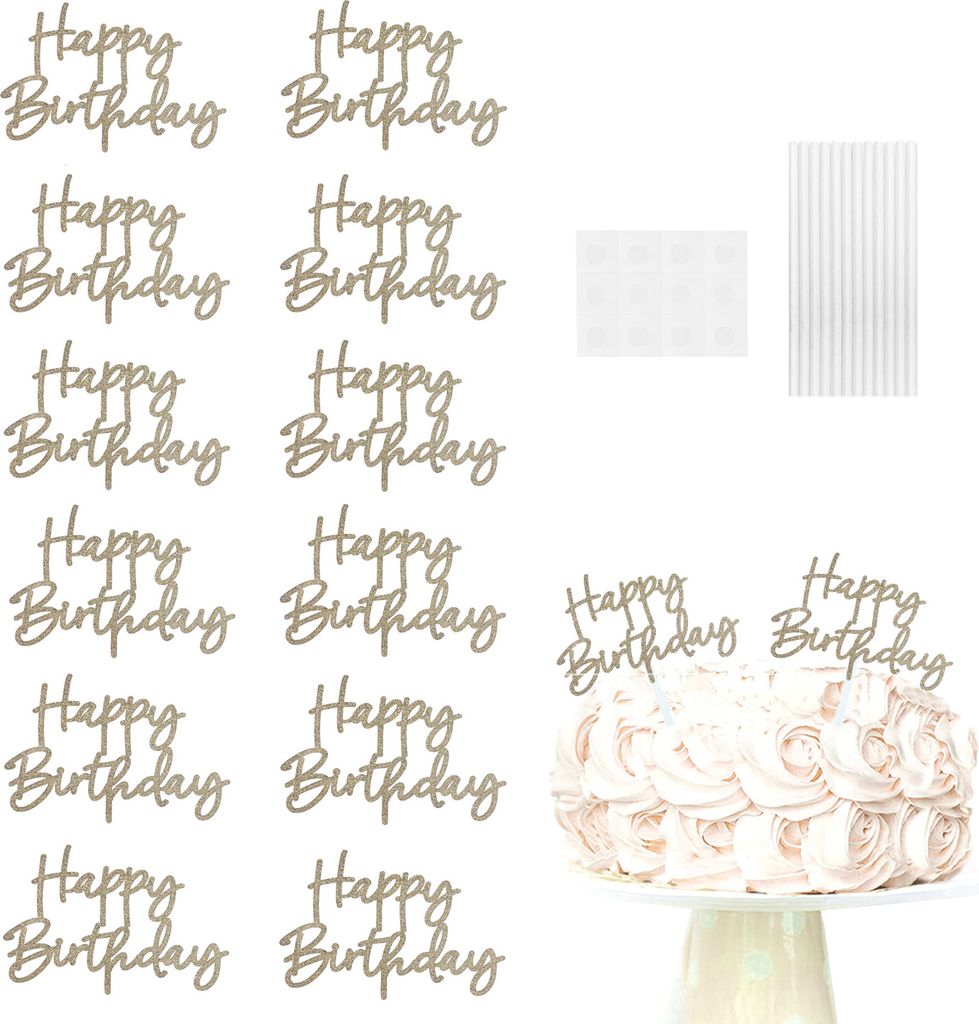 Oblique Unique 12er Set Happy Birthday Torten Kuchen Topper Produktbild 
